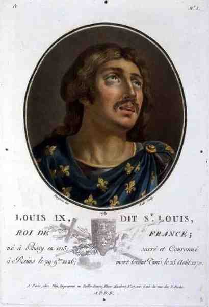 IX. Lajos francia királynak (1215-70) nevezett portréja, Ride metszete alkotó: Jean Claude (after) Naigeon