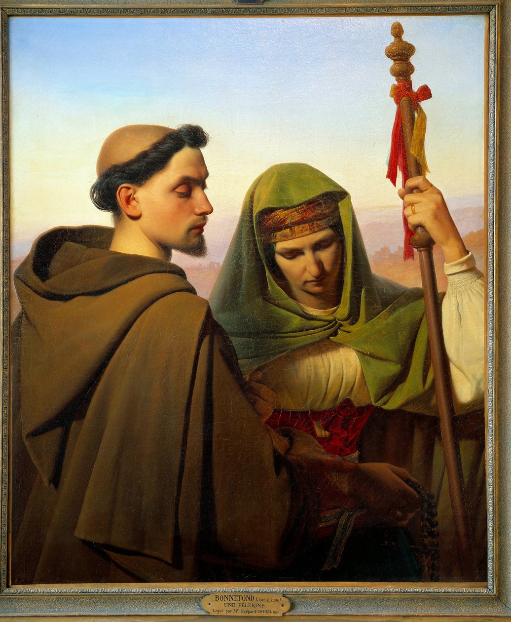 Kapucinussal megtámasztott pelerin. Claude Bonnefond festménye (1796-1860) alkotó: Jean Claude Bonnefond
