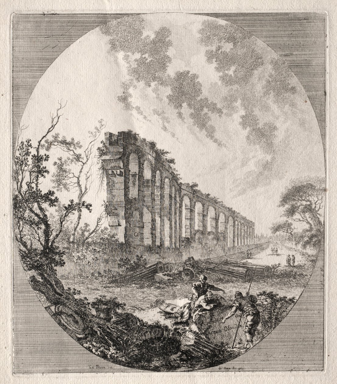 Ősi romok: Ősi vízvezeték, 1756. alkotó: Jean Claude Richard de Saint Non