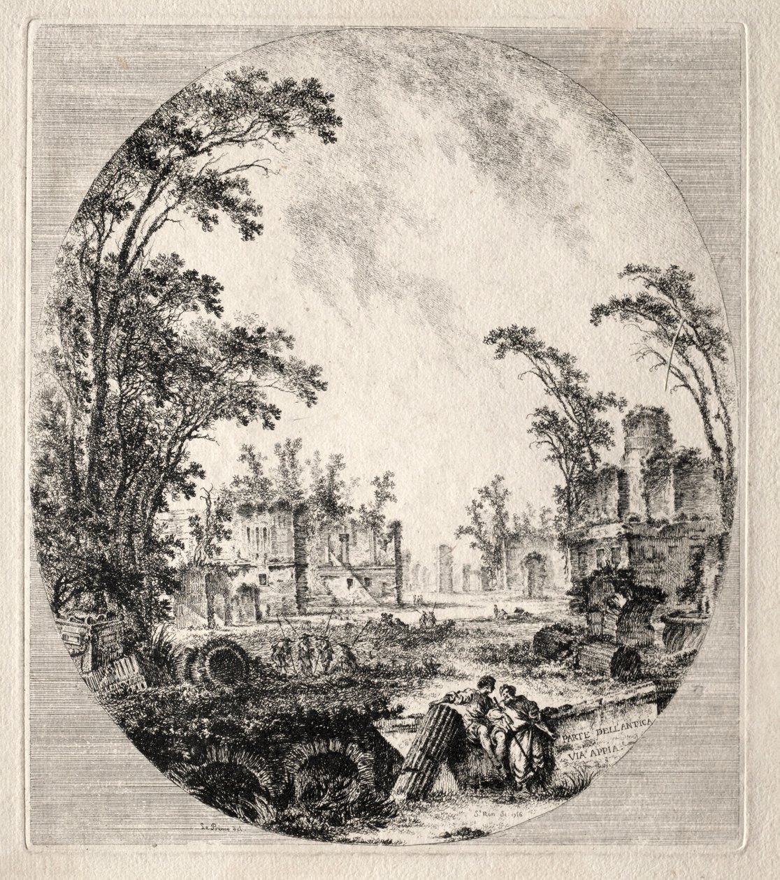 A Régi Appian-út része, 1756. alkotó: Jean Claude Richard de Saint Non