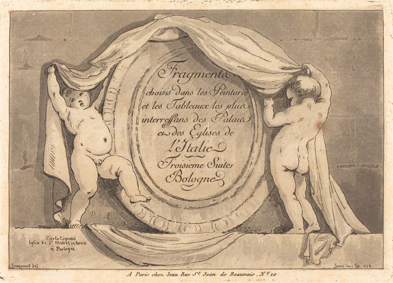 Címoldal: Ovális design a bolognai San Michele de Bosco templomból alkotó: Jean Claude Richard de Saint Non after Jean Honoré Fragonard after Carlo Cignani
