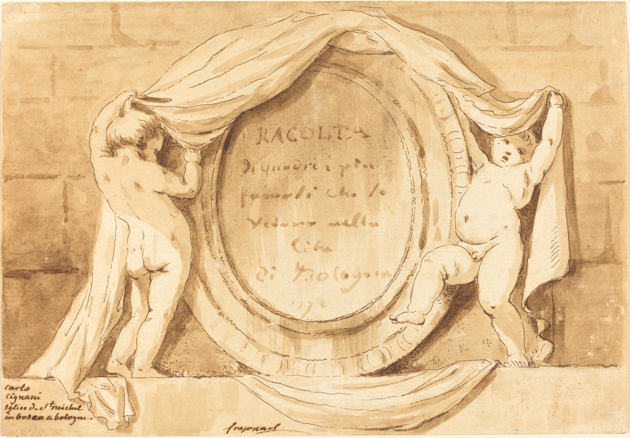 Címoldal: Ovális design a bolognai San Michele de Bosco templomból alkotó: Jean Claude Richard de Saint Non after Jean Honoré Fragonard after Carlo Cignani