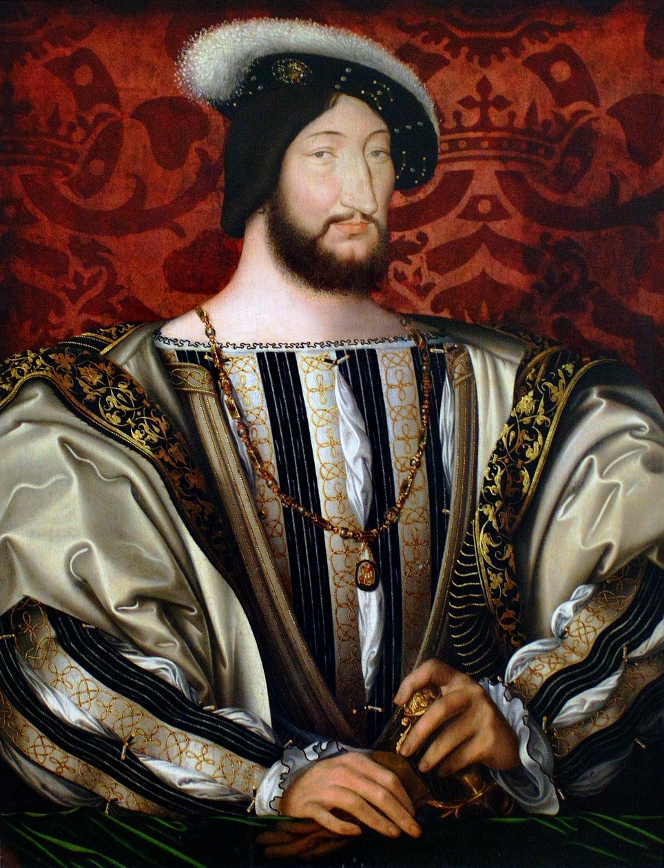 I. Ferenc 1494-1547 francia király, Bretagne hercege, Provence grófjának portréja, kb. 1530 alkotó: Jean Clouet