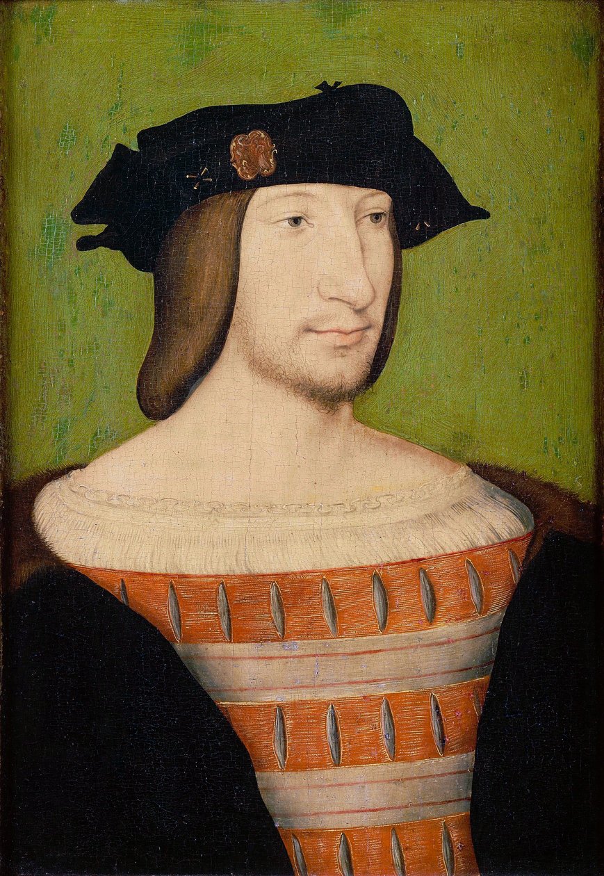 I. Ferenc 1494-1547 francia király, Bretagne hercege, Provence grófjának portréja, 1515 alkotó: Jean Clouet