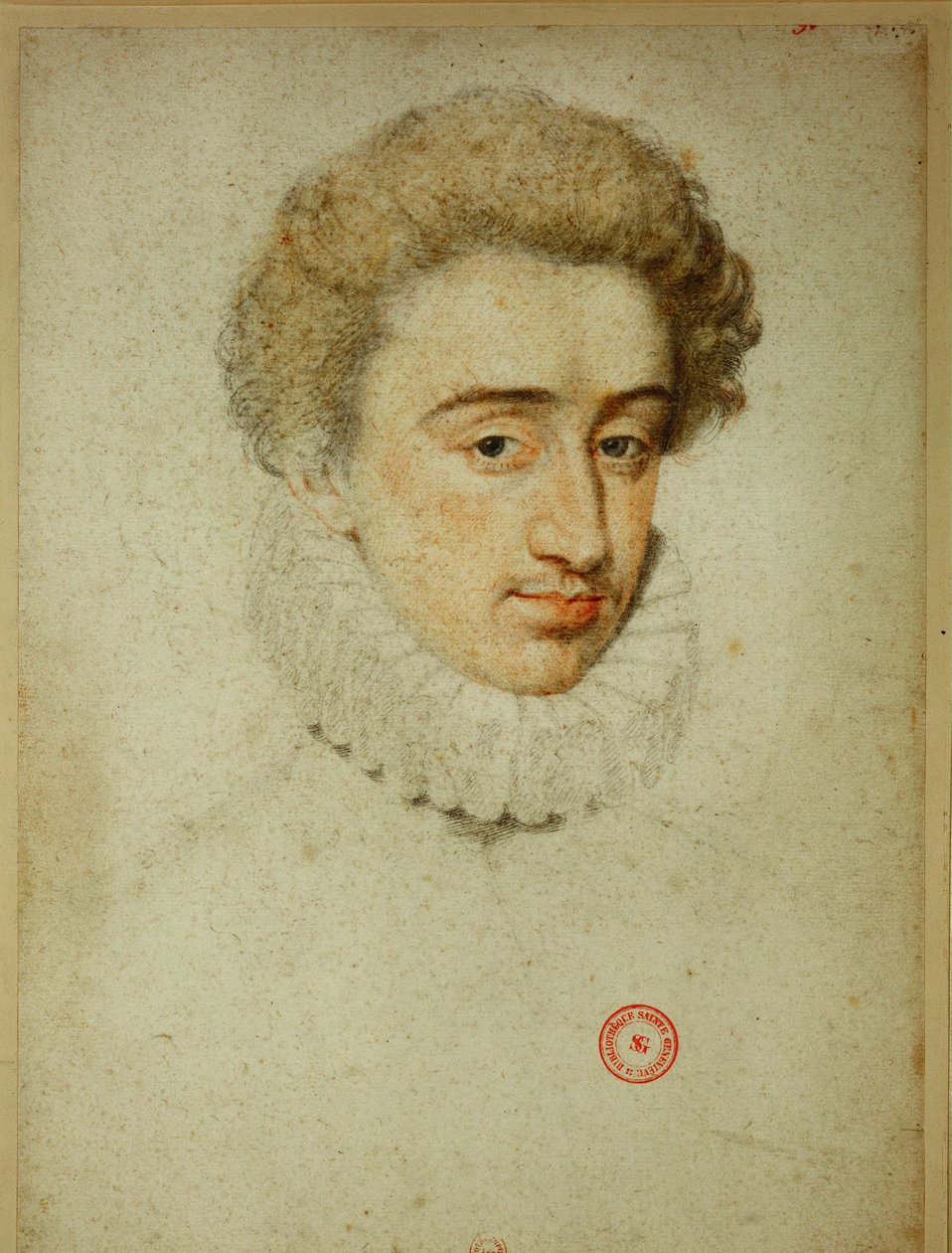 A későbbi IV. Henrik francia király és Valois Margit házassága idején... (zsírkréta, papír) alkotó: Jean Clouet