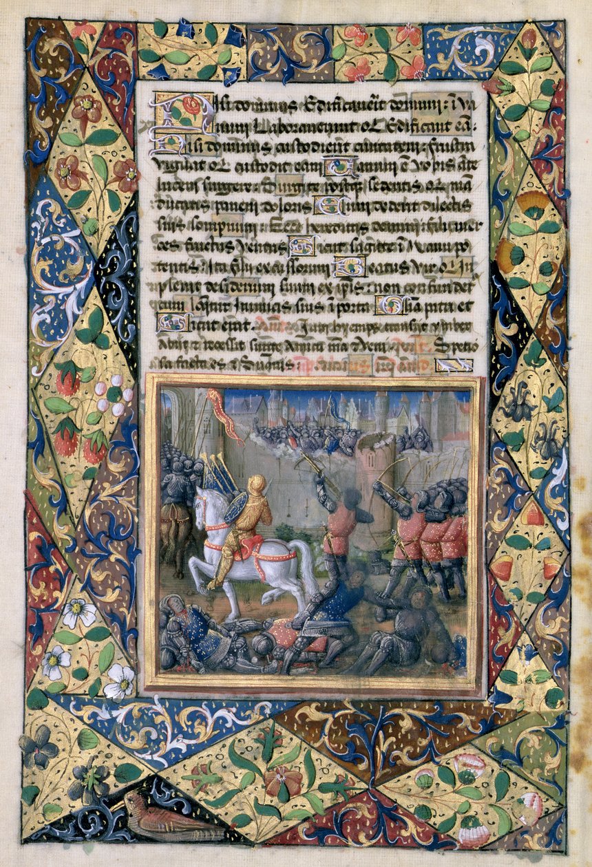 Ms Lat. Q.v.I.126 f.38v Rehaboam, aki háborút folytat Jeroboám ellen, a Louis d
