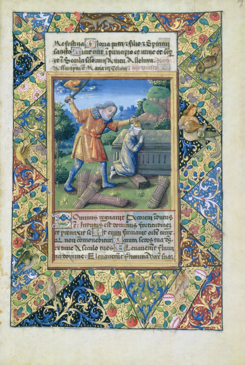 Ms Lat. Q.v.I.126 fol.19 Izsák feláldozása, Louis dOrleans óráinak könyvéből, 1490 alkotó: Jean Colombe