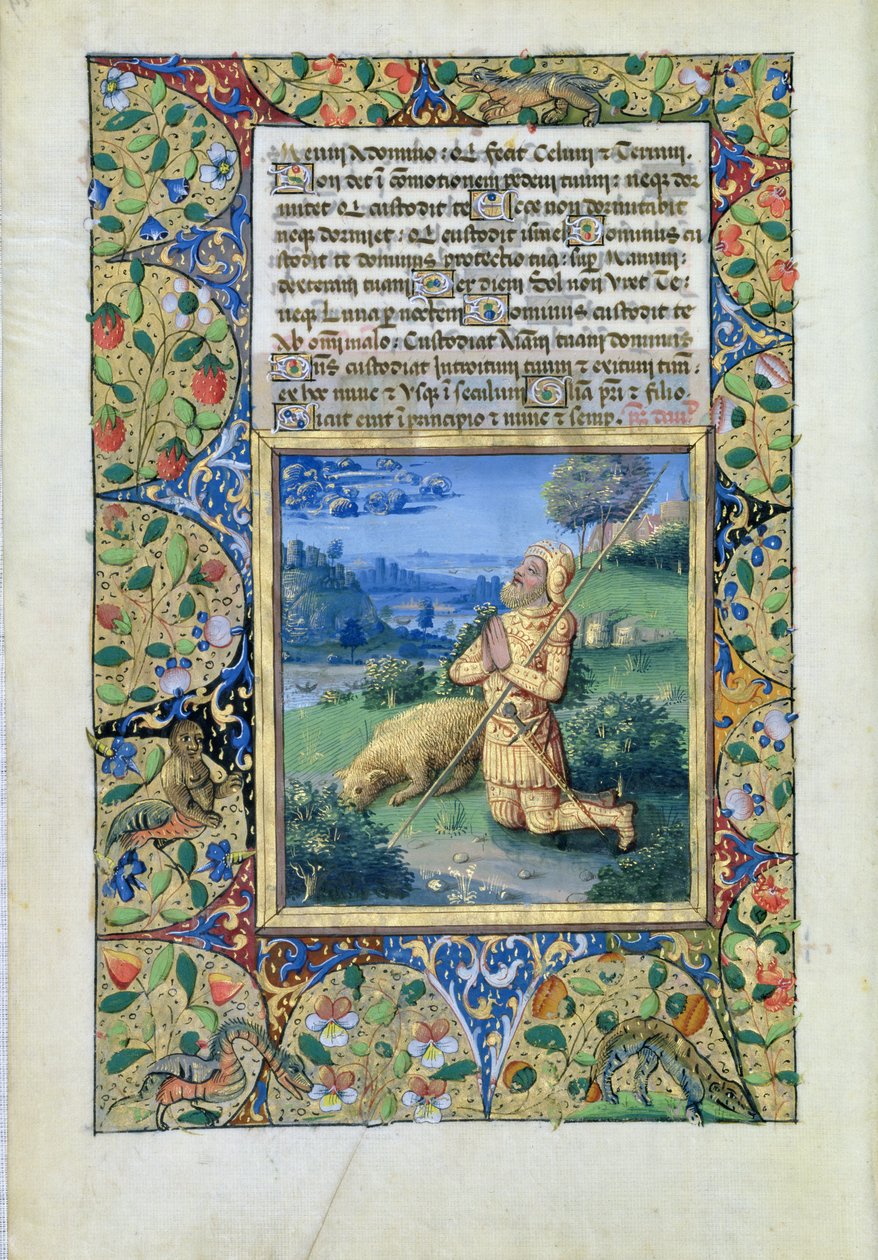 Ms. Lat. Q.v.I.126 fol. 29v Samuel segítségül hívja az Urat, Louis dOrleans óráinak könyvéből, 1490 alkotó: Jean Colombe