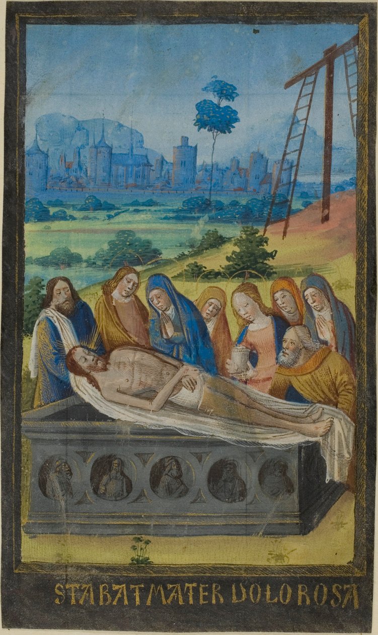 A síremlék (Stabat Mater Prayer), az órák könyvéből alkotó: Jean Colombe