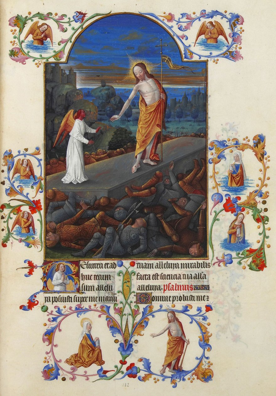 Très Riches Heures du Duc de Berry Folio 182, verso – Jézus Krisztus feltámadása alkotó: Jean Colombe