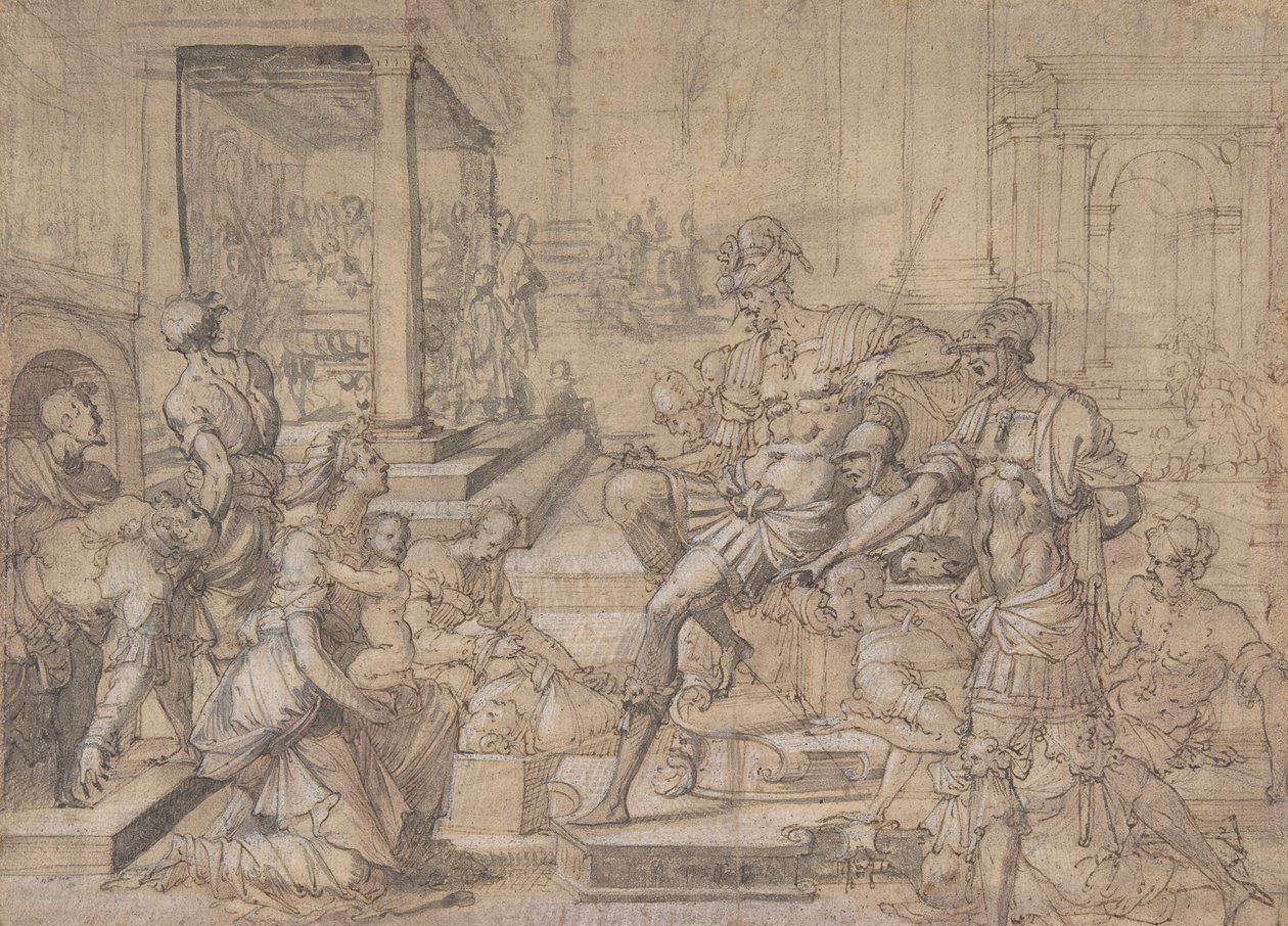 Amya Faustust kéri Szent Mamas felügyeletéért, 1543 körül. alkotó: Jean Cousin
