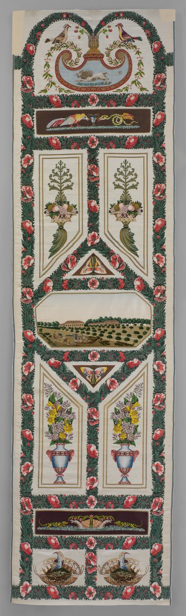 Verdures du Vatican, 1799 körül (szőtt selyem és fém cérna hímzéssel)   Dátum: kb. 1799 Közepes: Szőtt selyem és fémszál, felvitt selyem és zsenília hímzéssel alkotó: Jean Desmosthene Dugourc