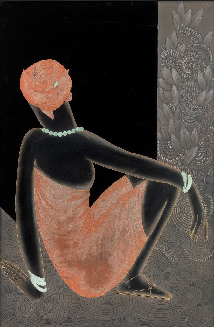 Afrikai nő, 1928-30 (lakkozott fa, oxidált réz) alkotó: Jean Dunand