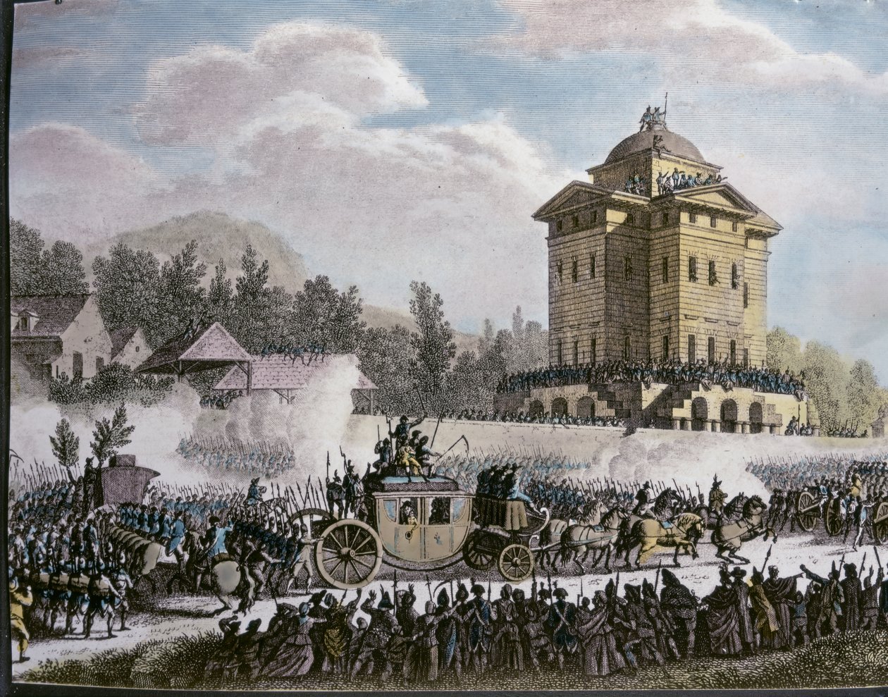 XVI. Lajos király megérkezése Párizsba a varennes-i letartóztatása után, június 25. alkotó: Jean Duplessi Bertaux