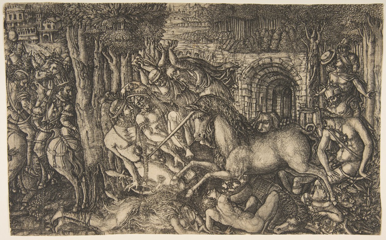Egy Unikornis által üldözött király, az Unicorn sorozatból, kb. 1555. alkotó: Jean Duvet