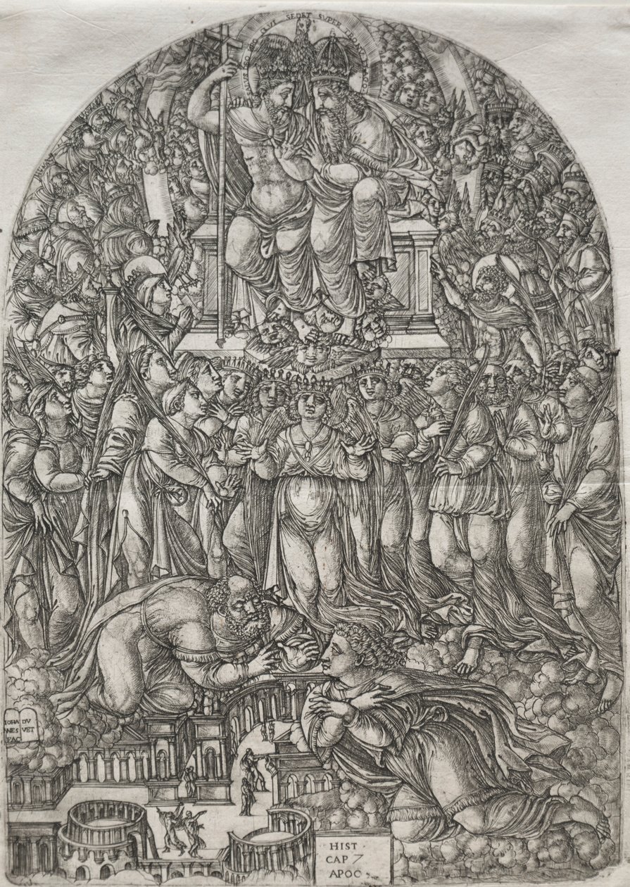 Az Apokalipszis: Számtalan sokaság, amely a trón előtt áll, 1555. alkotó: Jean Duvet