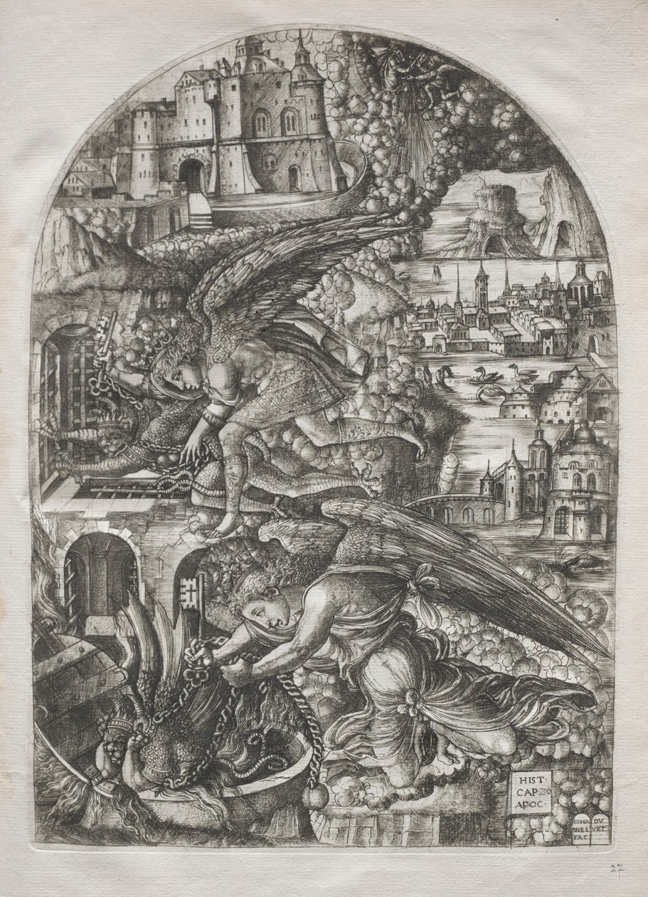 Az Apokalipszis: Sátán ezer évre kötözve, 1546-1555. alkotó: Jean Duvet