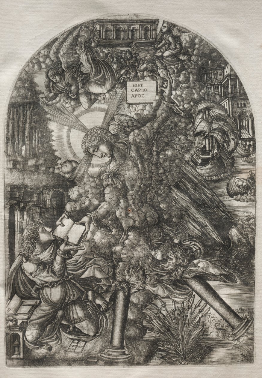 Az Apokalipszis: Az angyal enni adja Szent Jánosnak a könyvet, 1546-1556. alkotó: Jean Duvet