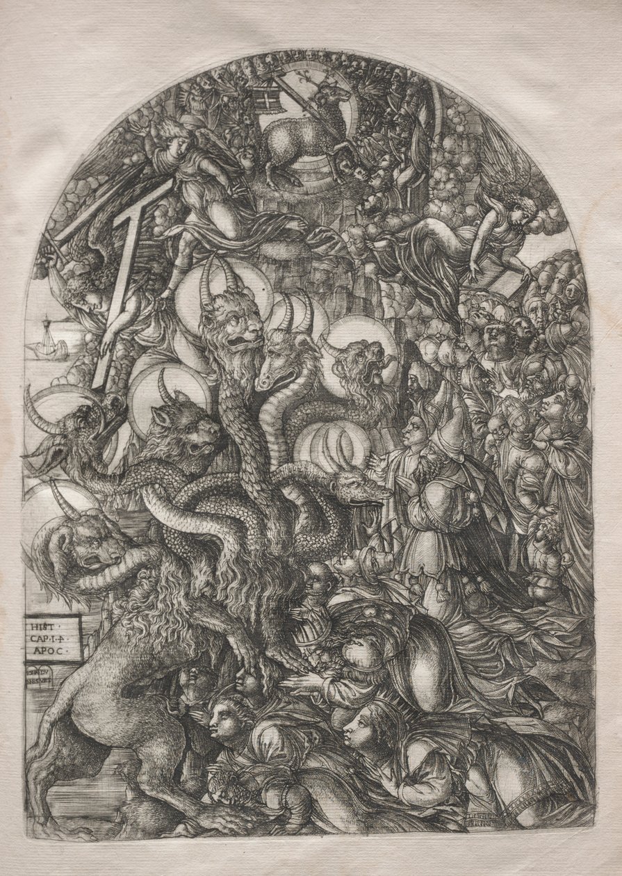 Az Apokalipszis: A hétfejű és tíz szarvú fenevad, 1546-1556. alkotó: Jean Duvet