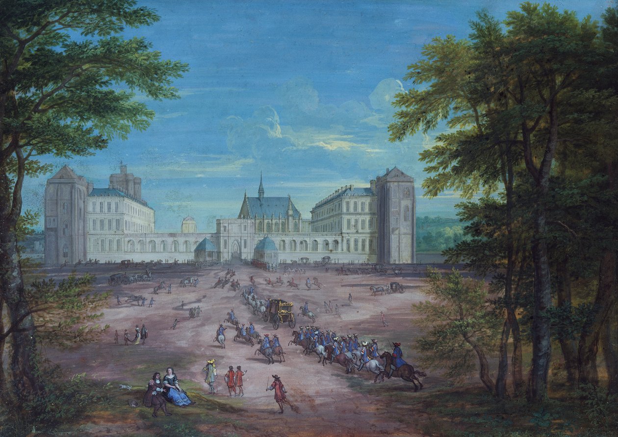 A király érkezése a Vincennes-i kastélyba (guache) alkotó: Jean Eckman or Ecman