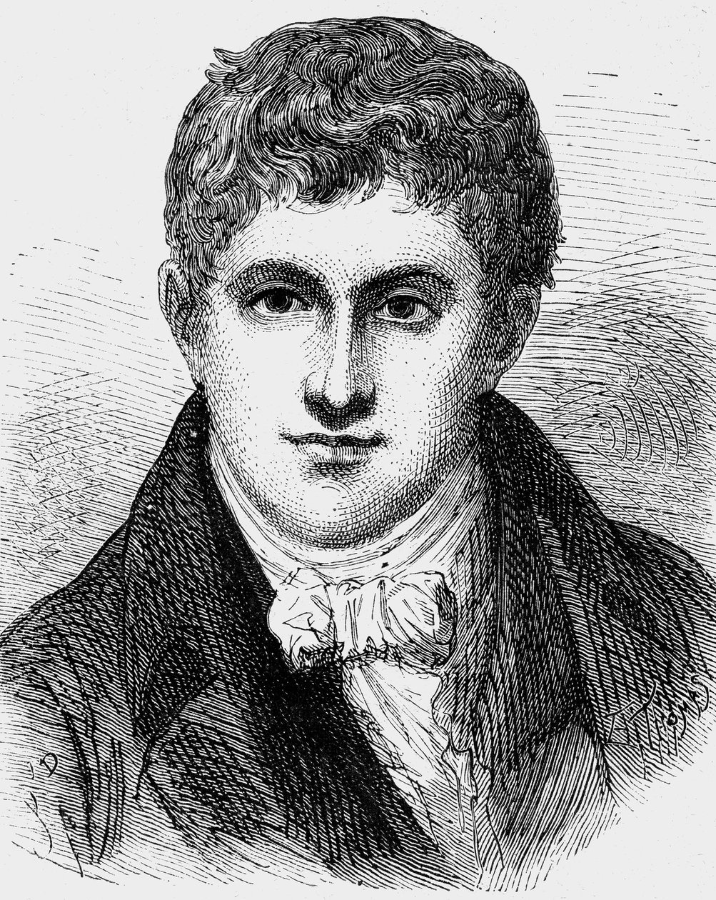 Humphry Davy (1778-1829) angol fizikus és vegyész, metszet alkotó: Jean Edouard Dargent
