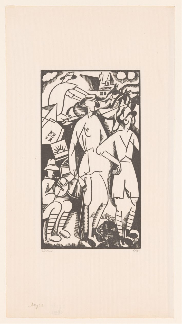 Négy katona egy tájban Anzacs alkotó: Jean Emile Laboureur (signed by artist)