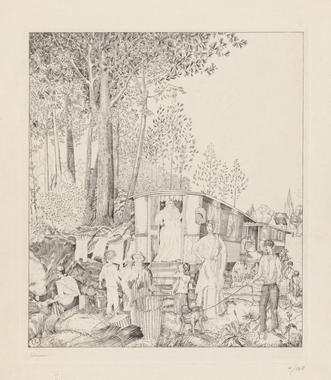 La Halte des Bohémiens alkotó: Jean Emile Laboureur