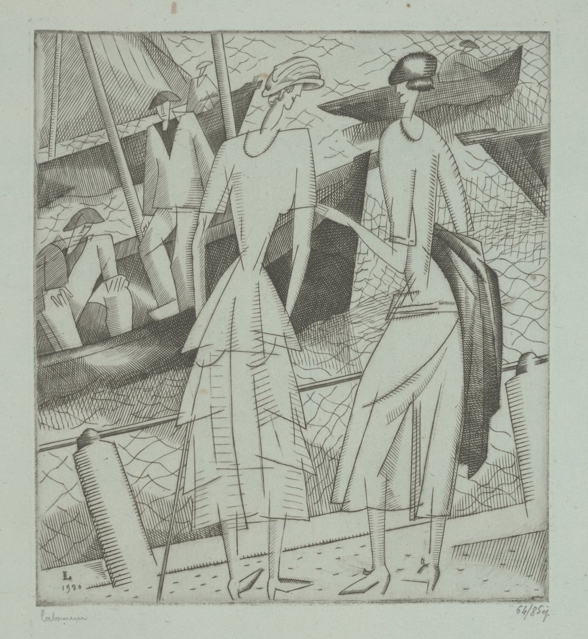 Fiatal nők a kikötőben alkotó: Jean Emile Laboureur
