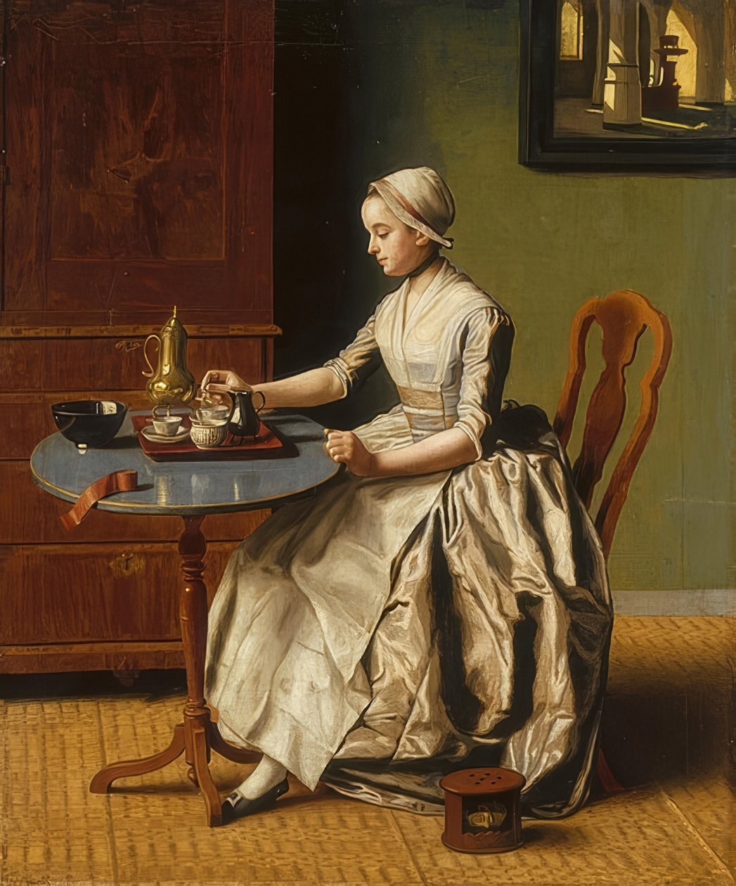 A csokis lány (La Chocolatière). 1745 körül alkotó: Jean Étienne Liotard