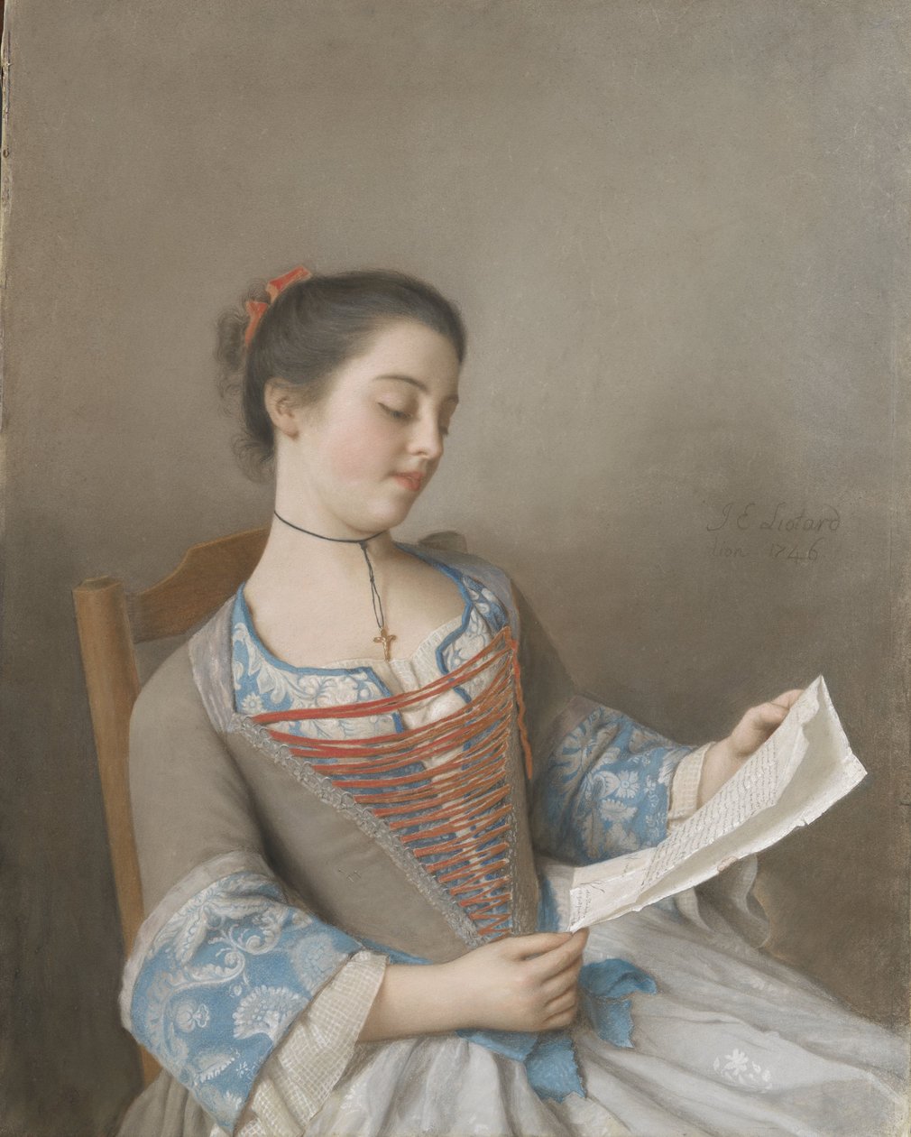 A művész unokahúga, Marianne Lavergne, „La Liseuse” néven ismert „La liseuse” (Marianne Lavergne, a művész unokatestvére, lyoni vidéki ruhákban) alkotó: Jean Étienne Liotard