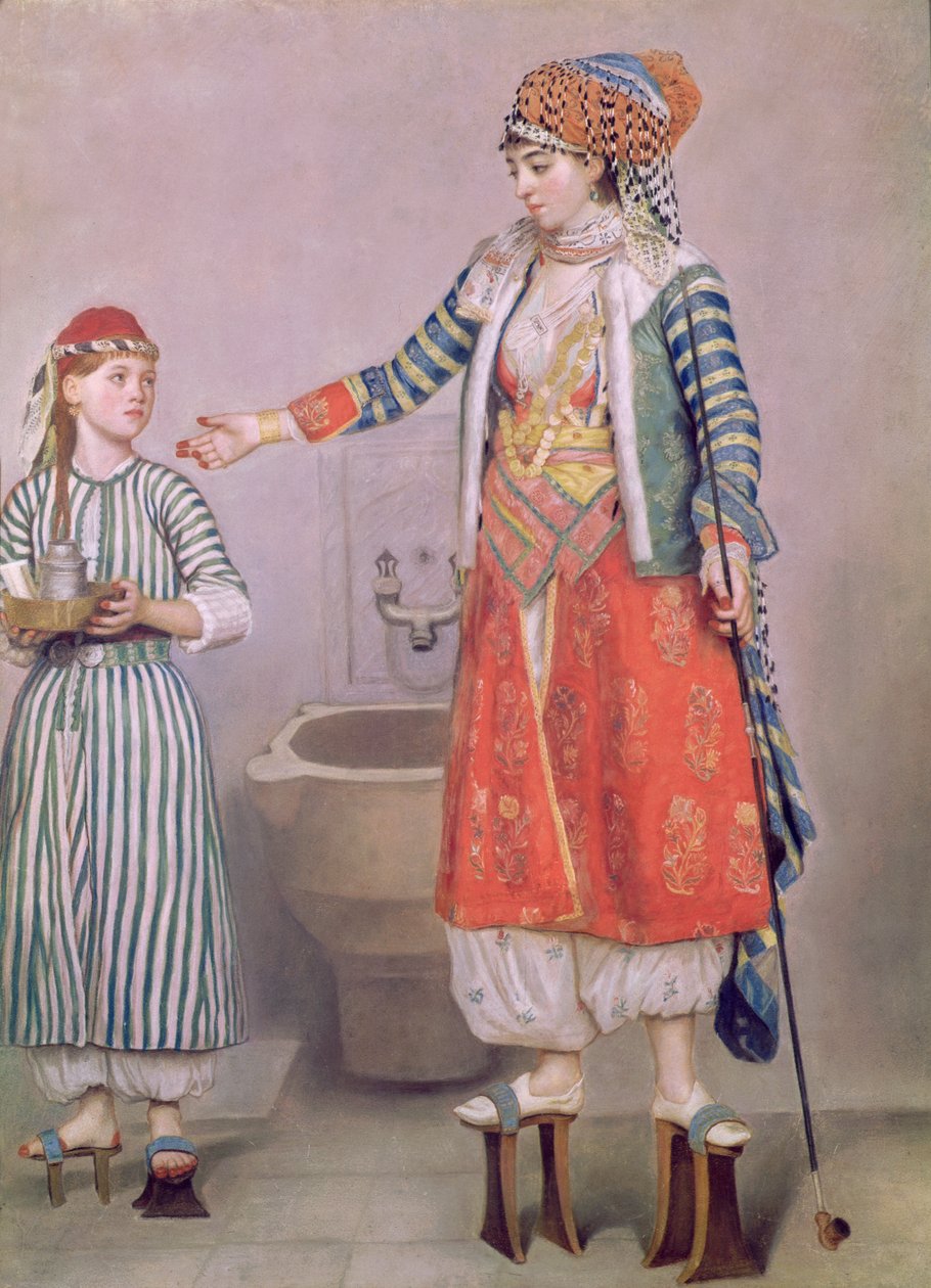Török nő a szolgálójával (pasztell papíron) alkotó: Jean Étienne Liotard