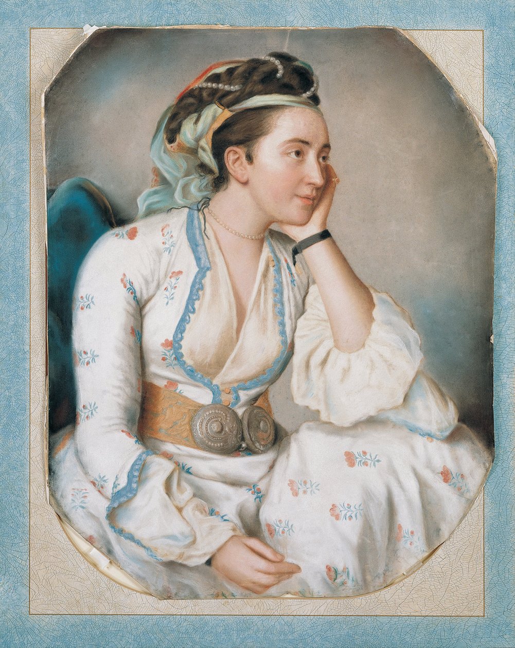 Török ruhás nő, a 18. század közepe. alkotó: Jean Étienne Liotard