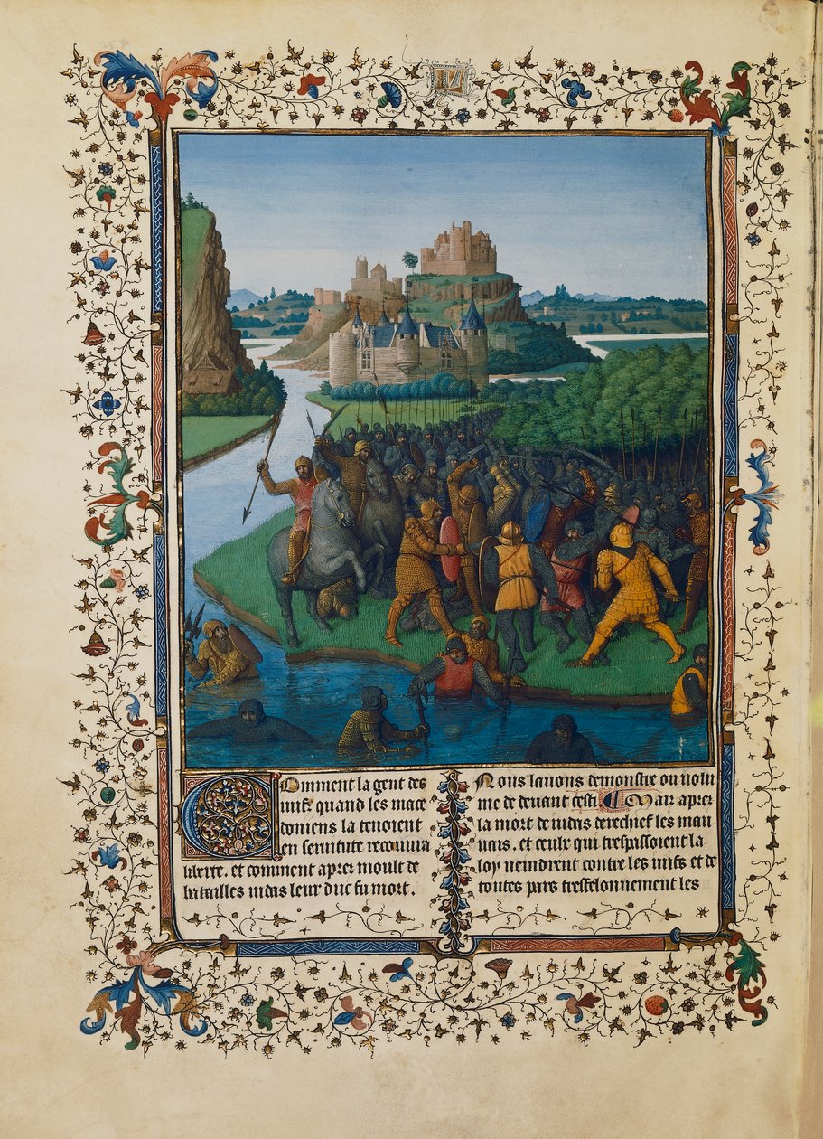 A Makkabeusok csatája Bakchidész ellen, miniatűr Ms fr 247 folio 270 alkotó: Jean Fouquet