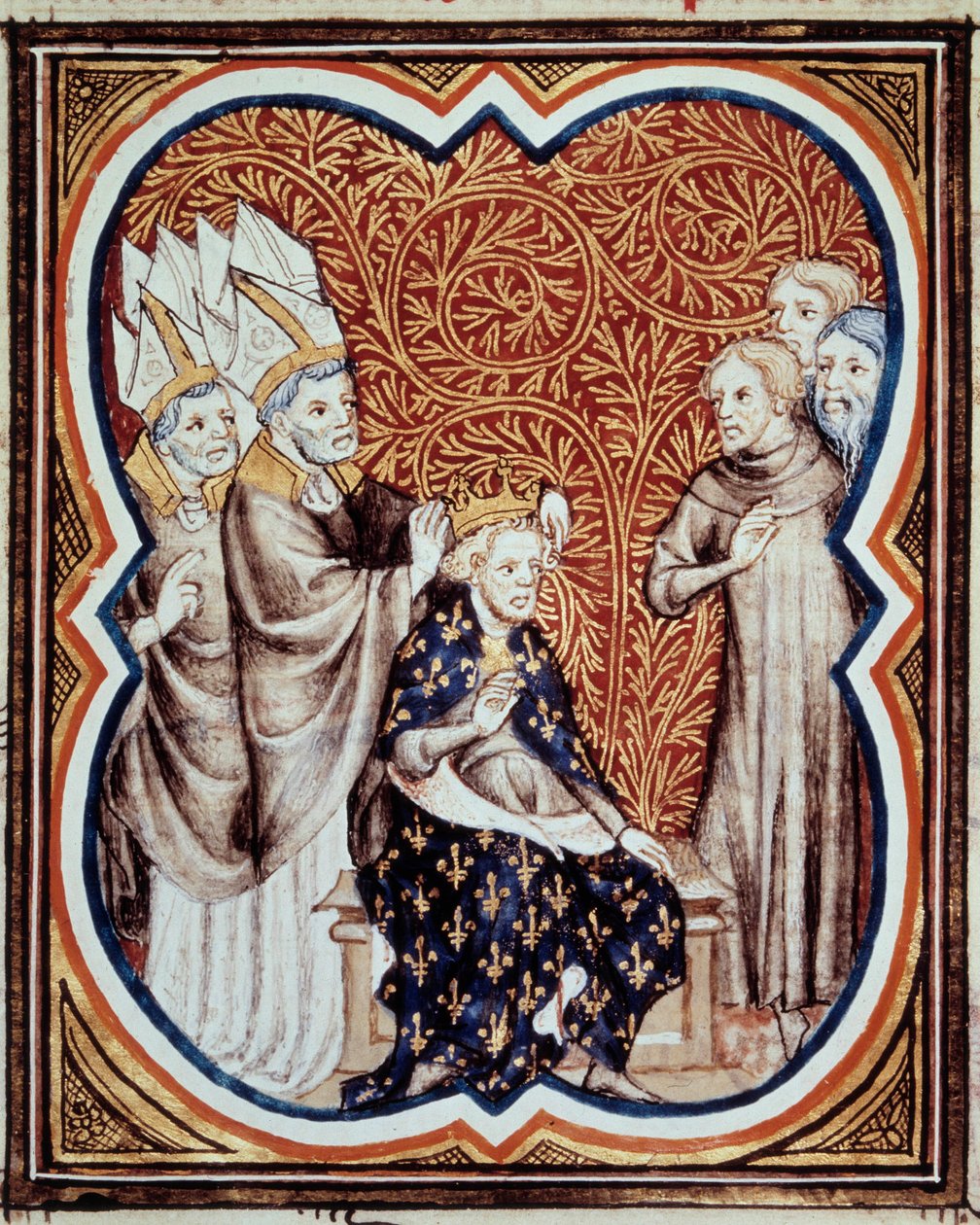 Le corre du roi VI. Lajos dit le Gros (1081-1137) Miniatűr a „Les grandes chronicles de France”-ból, Jean Fouquet (1420-1481) 15. századi Párizs, B.N. alkotó: Jean Fouquet