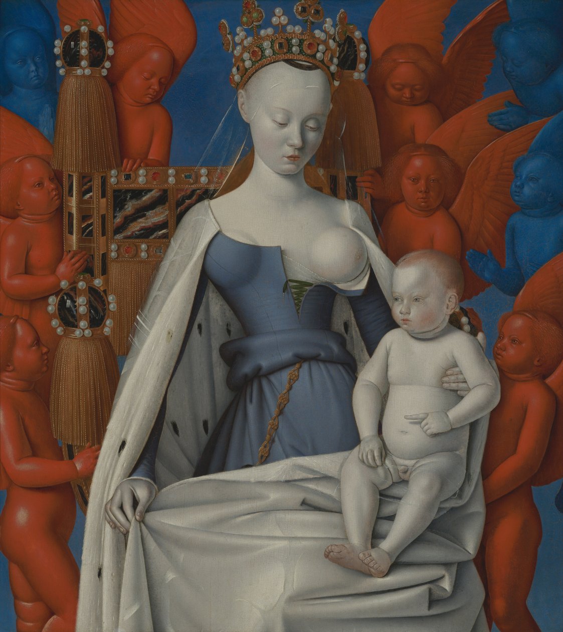 Szeráfokkal és kerubokkal körülvett Madonna, 1450 körül (olaj, tábla) alkotó: Jean Fouquet