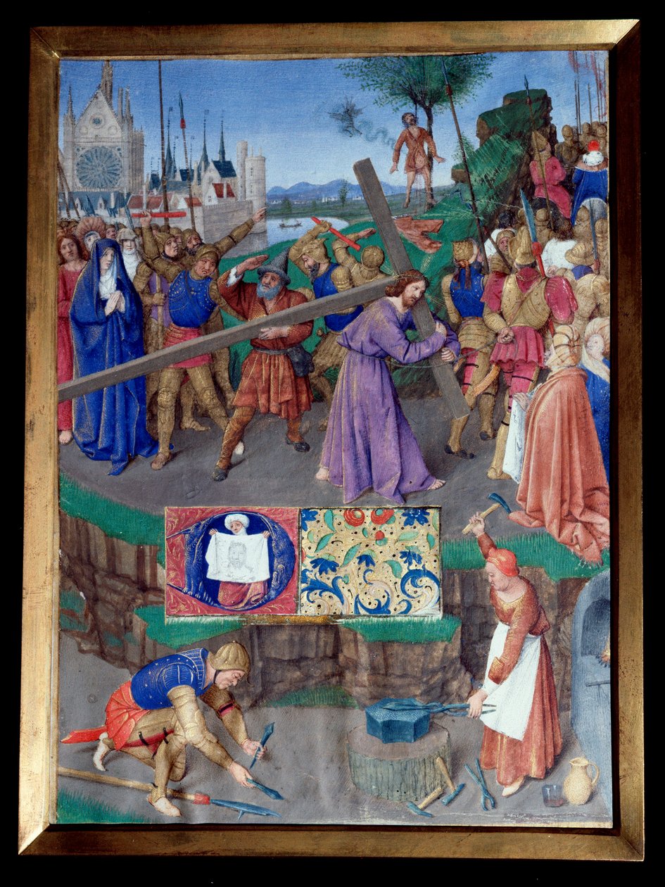 Portage de croix Miniatűr Jean Fouquet (1420-1477/1481) „Etienne Chevalier óráinak könyvéből” alkotó: Jean Fouquet