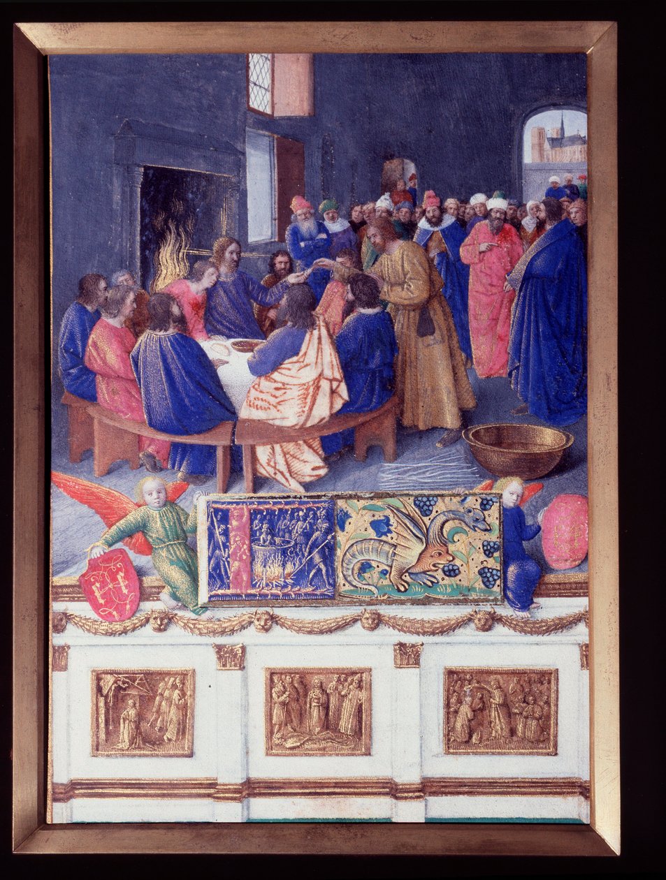 Szent Jánosnak a Cene. Miniatűr Jean Fouquet (1420-1477/1481) „Etienne Chevalier óráinak könyvéből” alkotó: Jean Fouquet