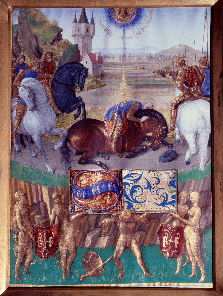 Szent Pál damaszkuszi úton Miniatűr Jean Fouquet (1420-1477/1481) Stephen Chevalier óráinak könyvéből alkotó: Jean Fouquet