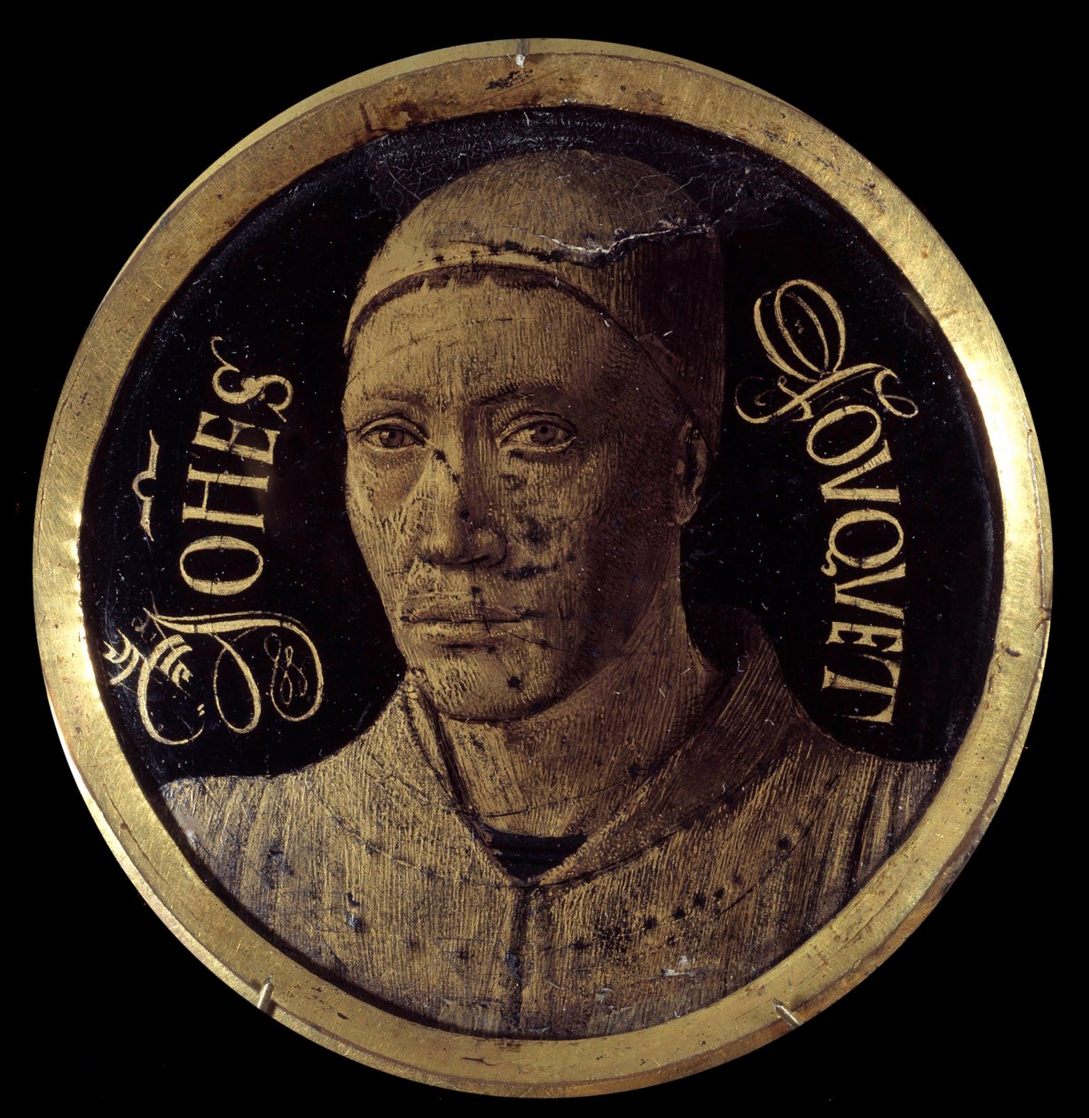 Önarckép a Notre-Dame de Melun diptichonjából Jean Fouquet (1420-1477/1481) miniatűr festménye e-mailre 15. századi átm. 0,068 m alkotó: Jean Fouquet