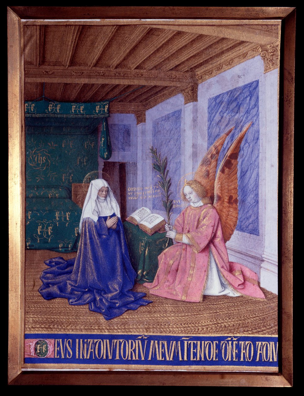 A Szűz órái: A második Angyali üdvözlet miniatűrje Jean Fouquet (1420-1481) „Etienne Chevalier órái” című művében alkotó: Jean Fouquet