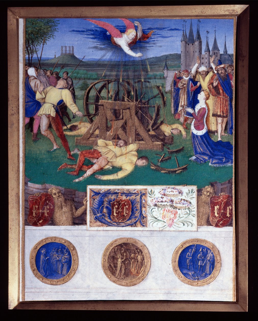 Alexandriai Katalin vértanúsága Miniatűr Jean Fouquet (1420-1477/1481) Etienne Chevalier óráinak könyvéből alkotó: Jean Fouquet