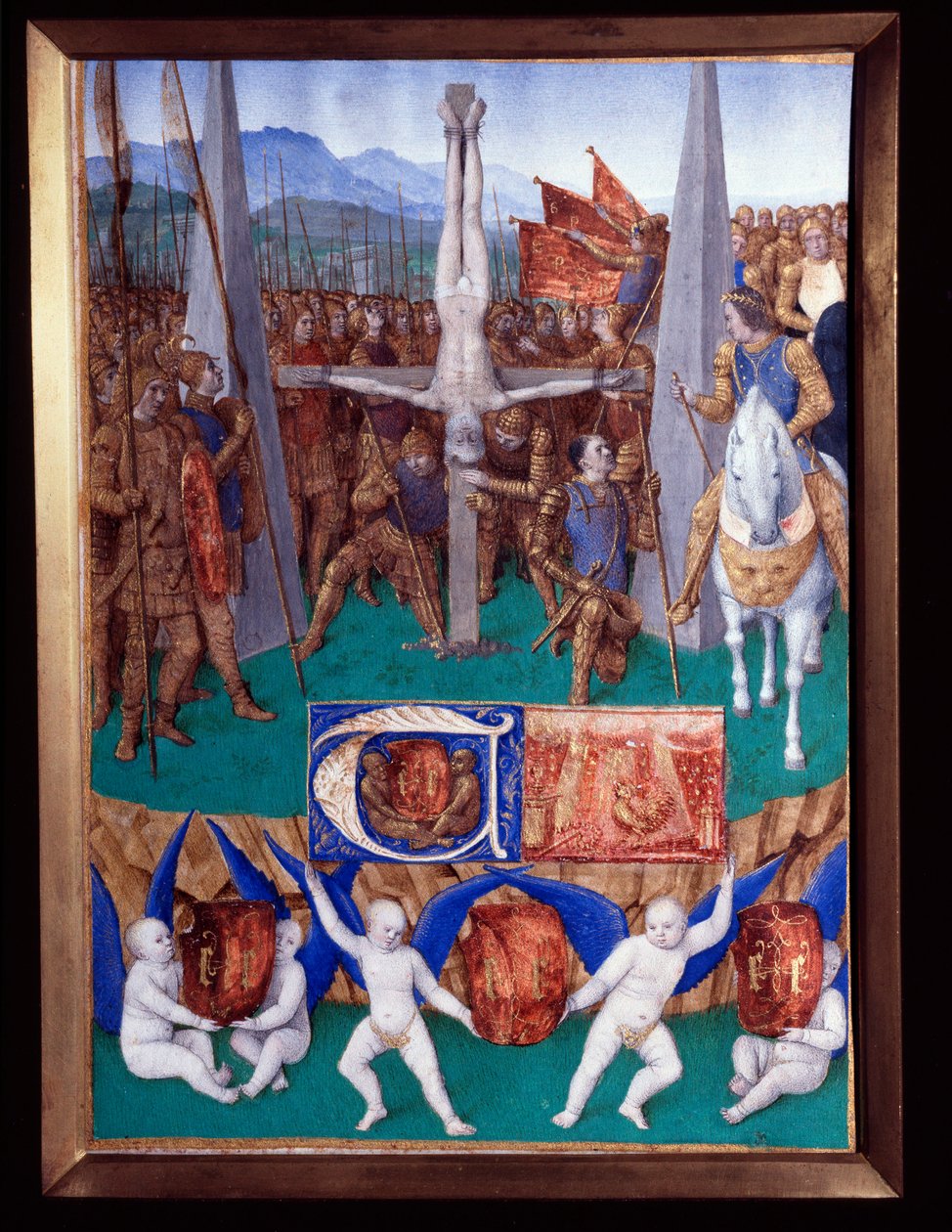 A miniatűr Szent Péter vértanúsága Jean Fouquet (1420-1477/1481) „Etienne Chevalier óráinak könyvéből” alkotó: Jean Fouquet