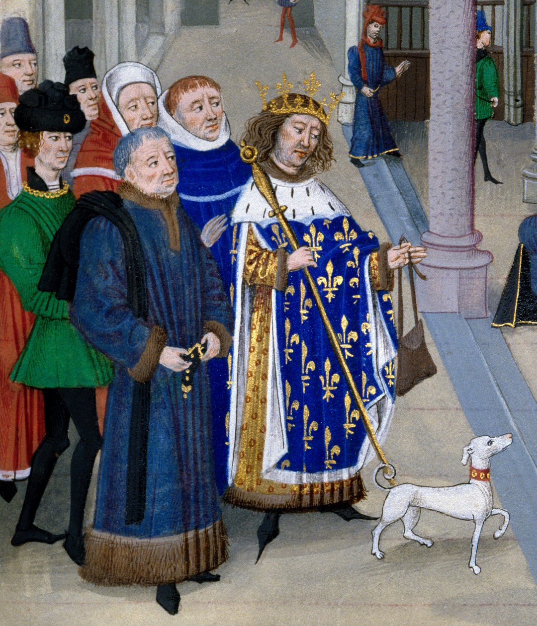 „” Szent Lajos király (IX. Lajos (1214-1270) tengerentúlra készülő) részlete”” Miniatűr Jean Fouquet (1420-1481) „Les Grandes Chronicles” című filmjéből, Párizs, Bibliotheque de l