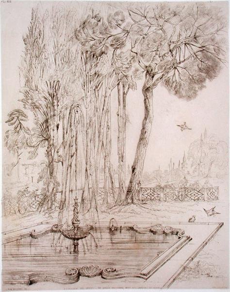 Díszkút a Serai Gardenben, Konstantinápolyban, a "Művészet és ipar" című könyvből, a Delatre, Párizs alkotó: Jean Francois (after) Albanis de Beaumont