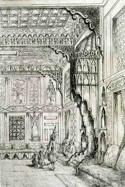 Iszlám és mór ajtókárpit tervei, a Delatre, Párizs által kiadott "Art and Industry" című kötetből. alkotó: Jean Francois Albanis de Beaumont