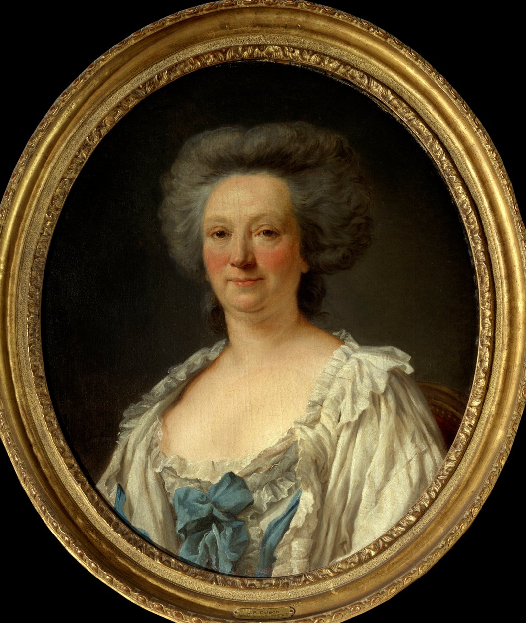 Madame Geoffrin (Marie-Therese Rodet) (Marie Therese) (1699-1777) portréja Jean Francois Colson (1733-1803) festménye 1757 V 0,7x0,6 m Párizs, Musee Carnavalet alkotó: Jean Francois Colson