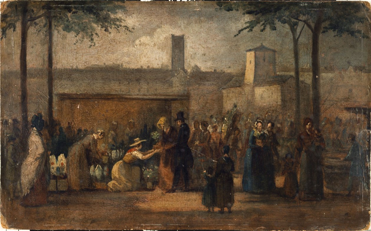 Virágpiac, 1839 körül (festmény) alkotó: Jean Francois Demay