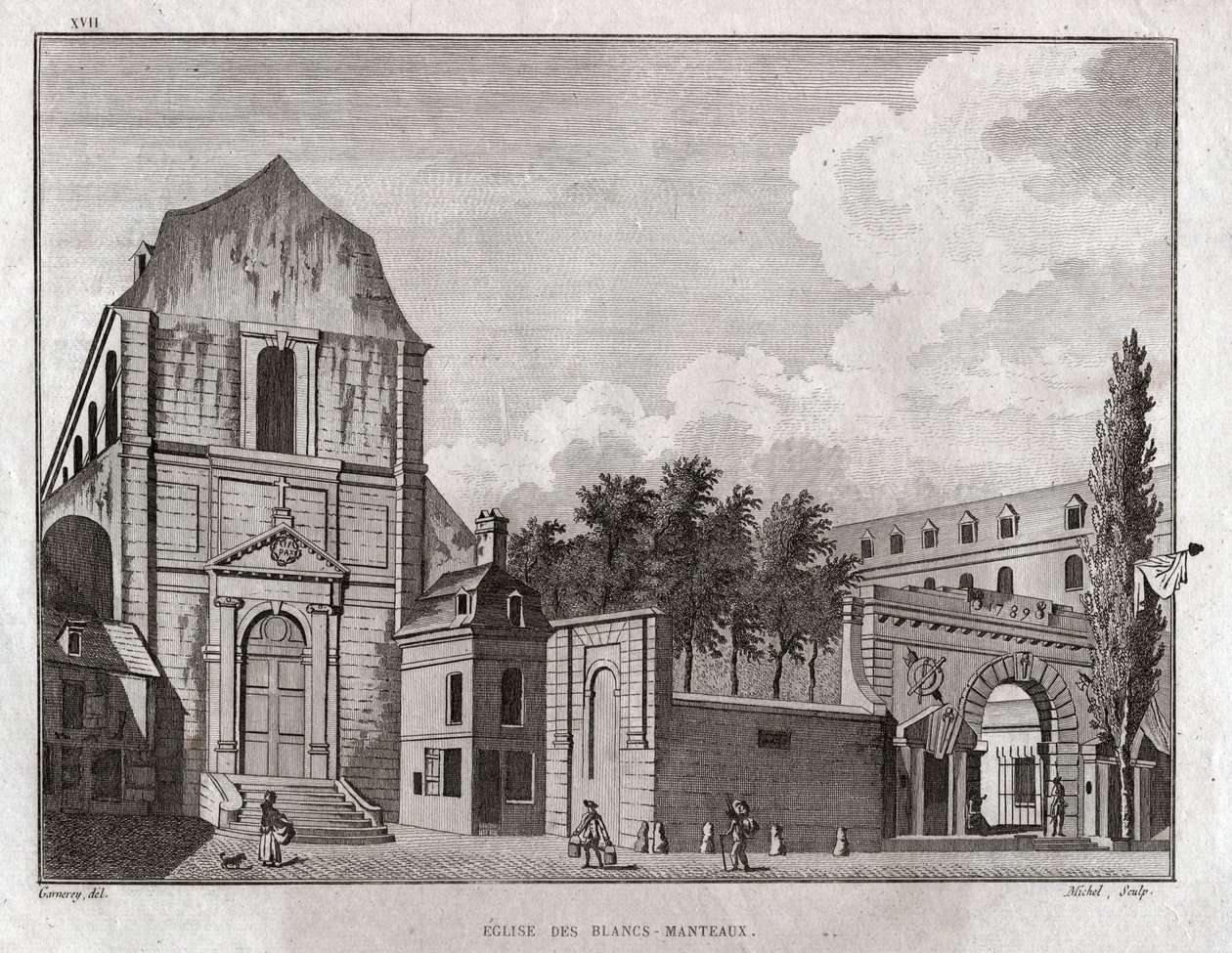Blancs Coats-templom, Párizs. (metszet, 1780 körül) alkotó: Jean Francois Garneray
