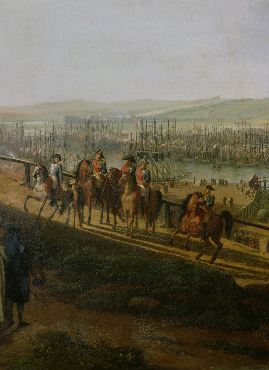 Napóleon Bonaparte (1769-1821) Látogatás a boulogne-i táborban 1804 júliusában, Napóleon és a flottilla részlete, 1806 alkotó: Jean Francois Hue