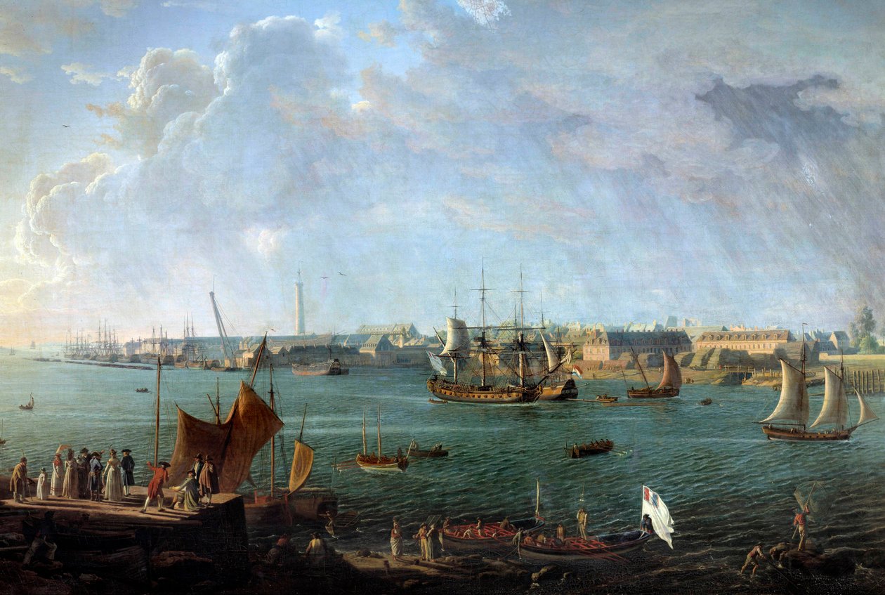 Lorient kikötőjének kilátása a 18. században Jean Francois Hue (1751-1823) festményének részlete Párizs, Musee de la Marine alkotó: Jean Francois Hue